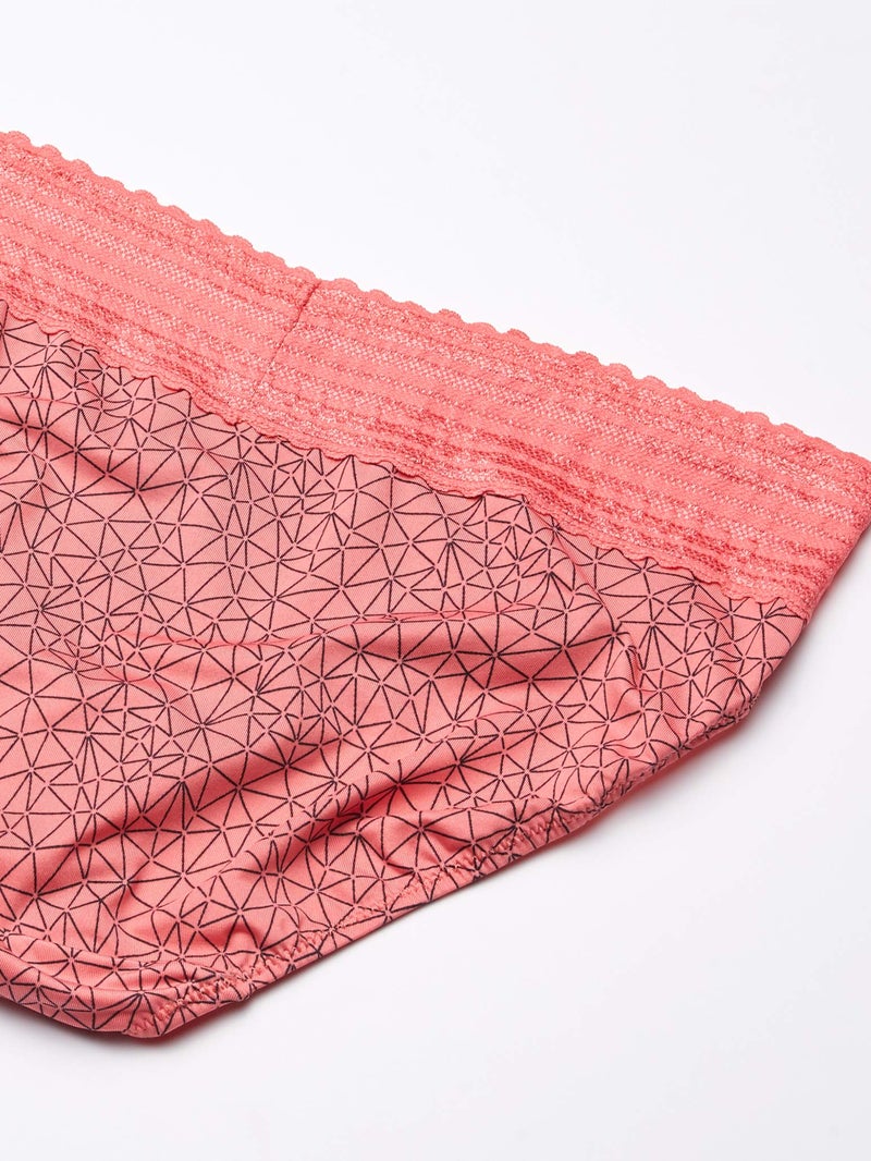 Warner's womens Blissful Benefits Dig-free Comfort Waistband With Lace Microfiber Hi-cut 3-pack 5109w Underwear, Sunkissed Coral Crystal Web/Rosewater/Black, X-Large US - Image 2